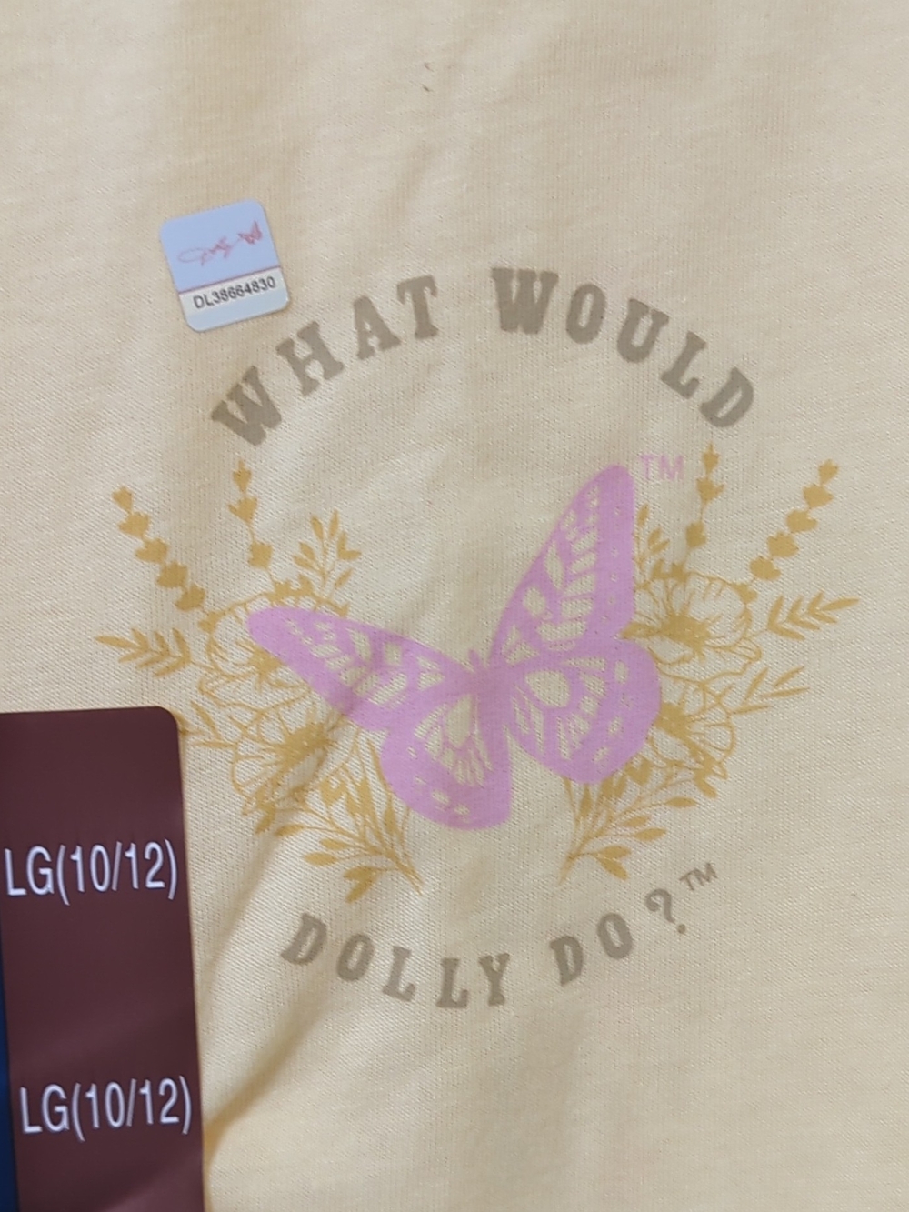 What Would Dolly Do™ Yellow Short-Sleeve Tee with Butterfly Graphic Dolly Parton